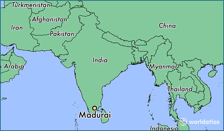 map showing the location of Madurai