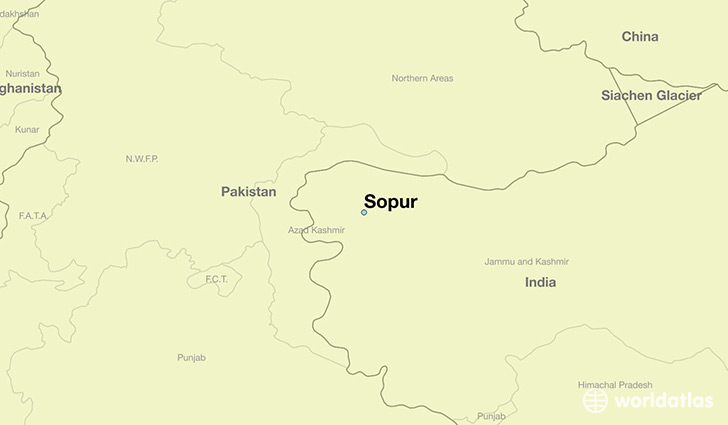map showing the location of Sopur
