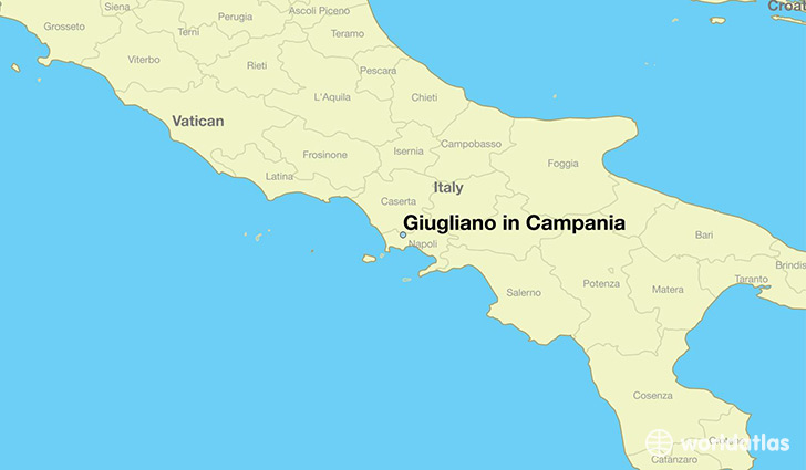 map showing the location of Giugliano in Campania