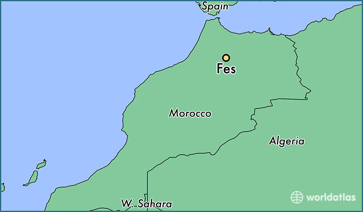 map showing the location of Fes