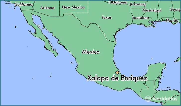map showing the location of Xalapa de Enriquez