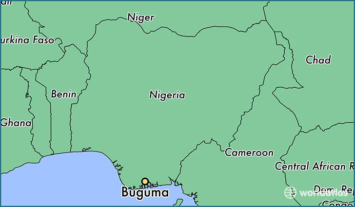 map showing the location of Buguma