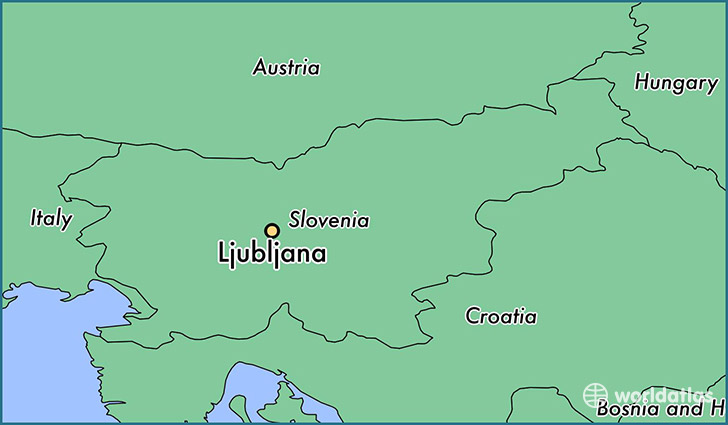map showing the location of Ljubljana