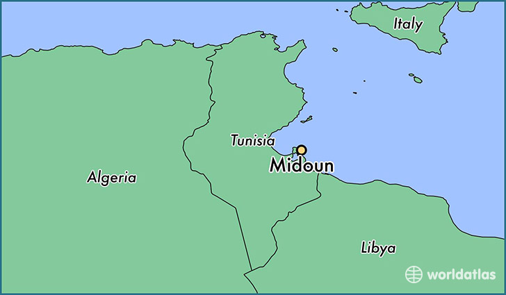 map showing the location of Midoun