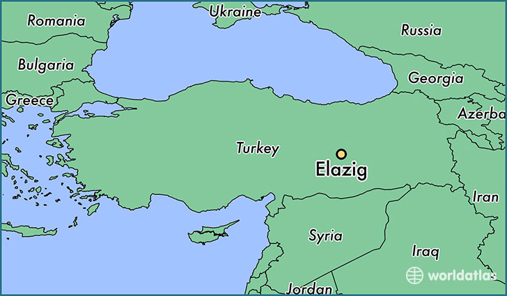 map showing the location of Elazig