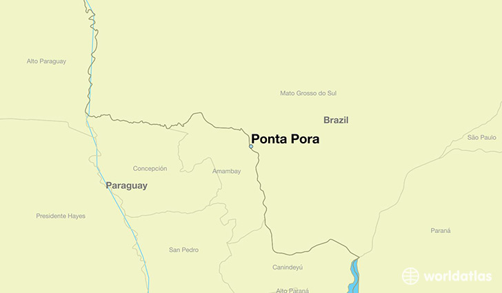 map showing the location of Ponta Pora