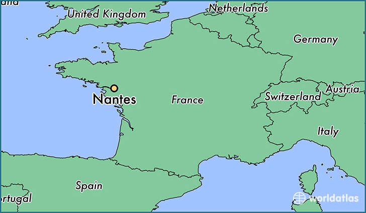 map showing the location of Nantes