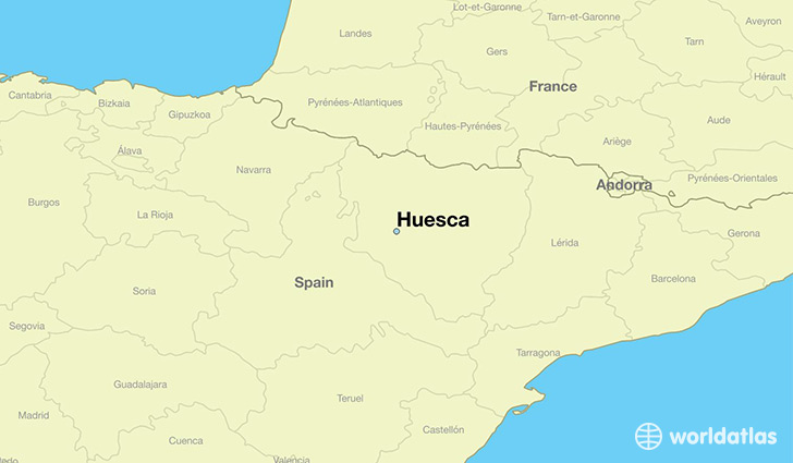 map showing the location of Huesca