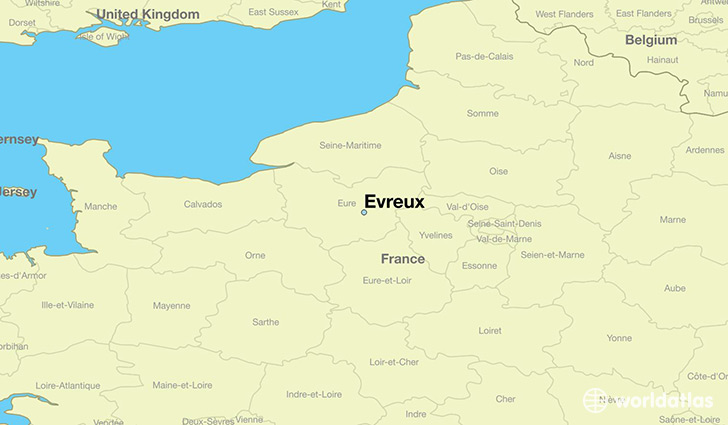 map showing the location of Evreux