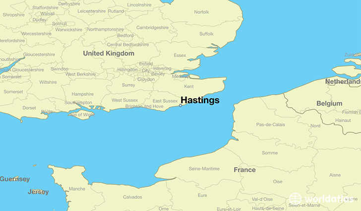 map showing the location of Hastings