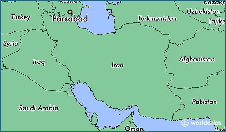 map showing the location of Parsabad