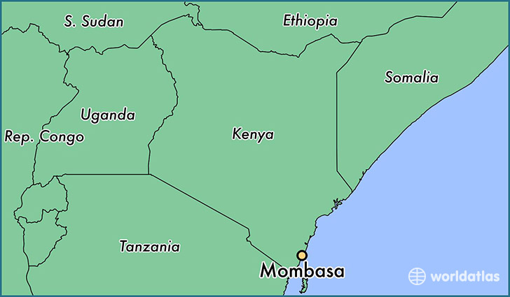 map showing the location of Mombasa