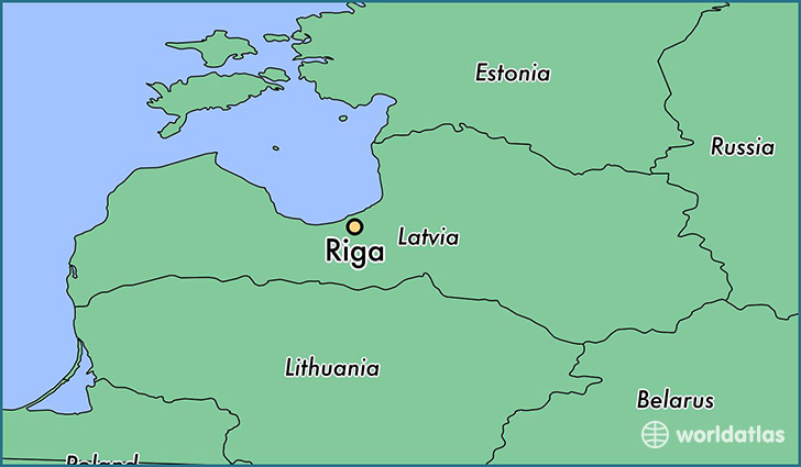 map showing the location of Riga