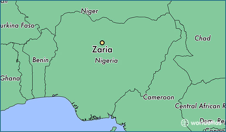 map showing the location of Zaria