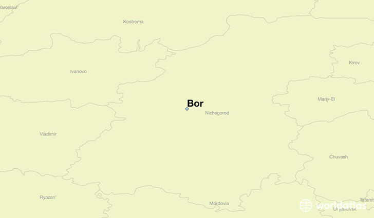 map showing the location of Bor