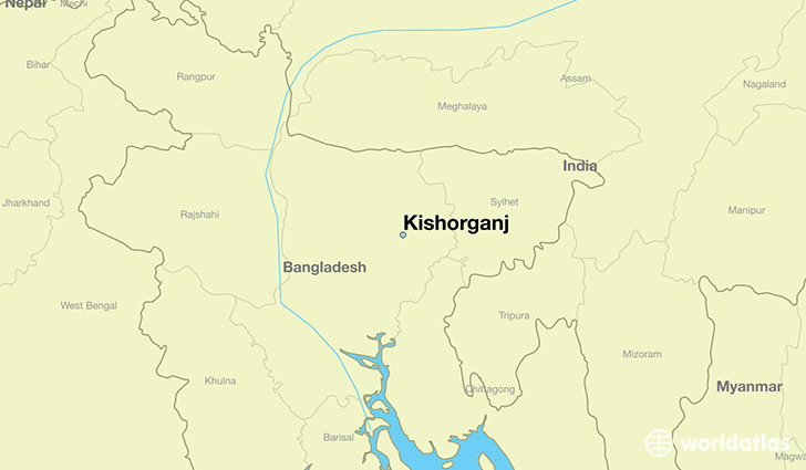 map showing the location of Kishorganj