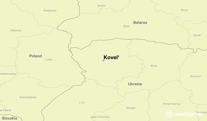 map showing the location of Kovel'
