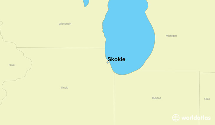 map showing the location of Skokie