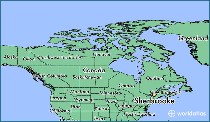 map showing the location of Sherbrooke