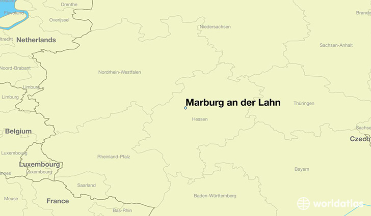 map showing the location of Marburg an der Lahn