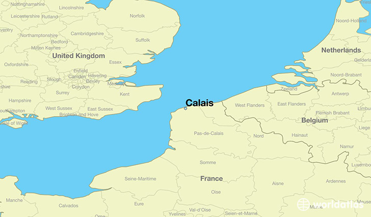 map showing the location of Calais