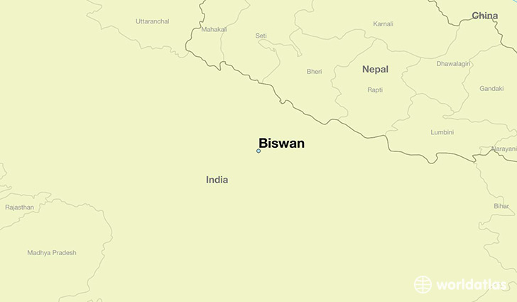map showing the location of Biswan