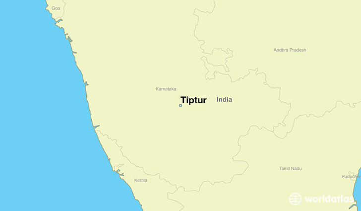 map showing the location of Tiptur