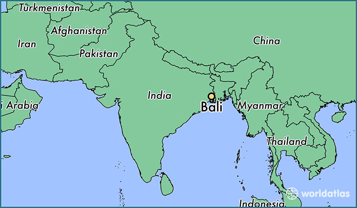 map showing the location of Bali