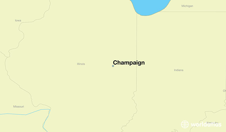 map showing the location of Champaign
