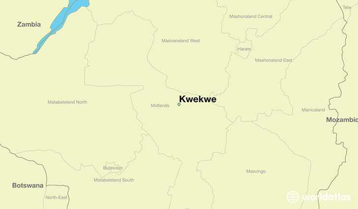 map showing the location of Kwekwe
