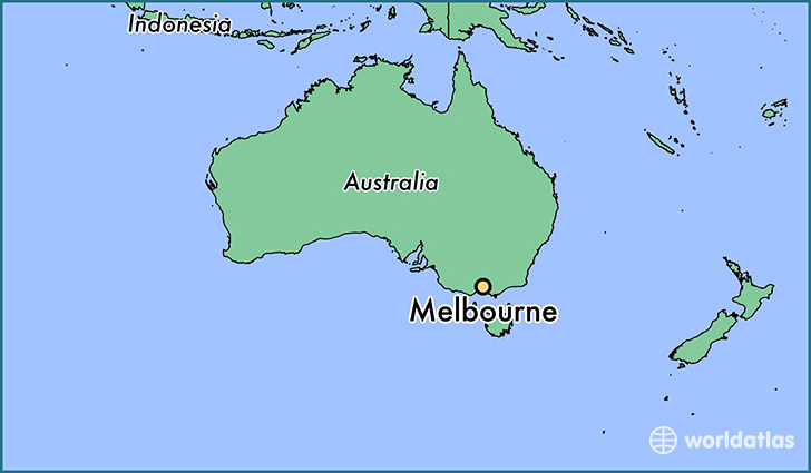 map showing the location of Melbourne