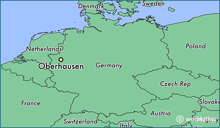 map showing the location of Oberhausen