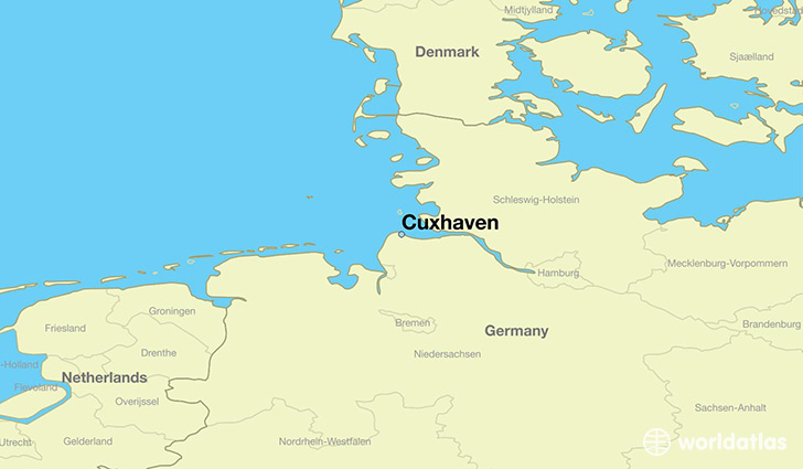 map showing the location of Cuxhaven