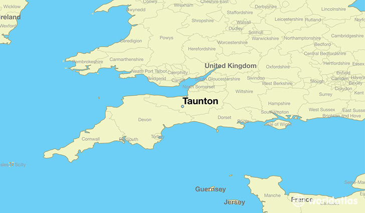 map showing the location of Taunton