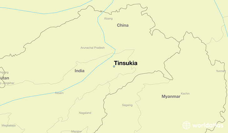 map showing the location of Tinsukia