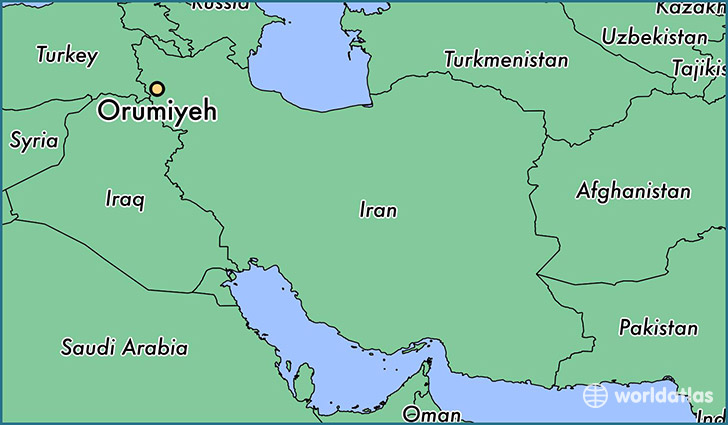 map showing the location of Orumiyeh