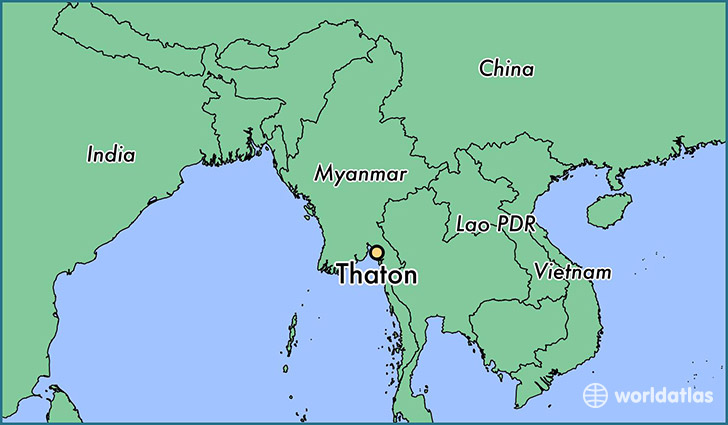 map showing the location of Thaton