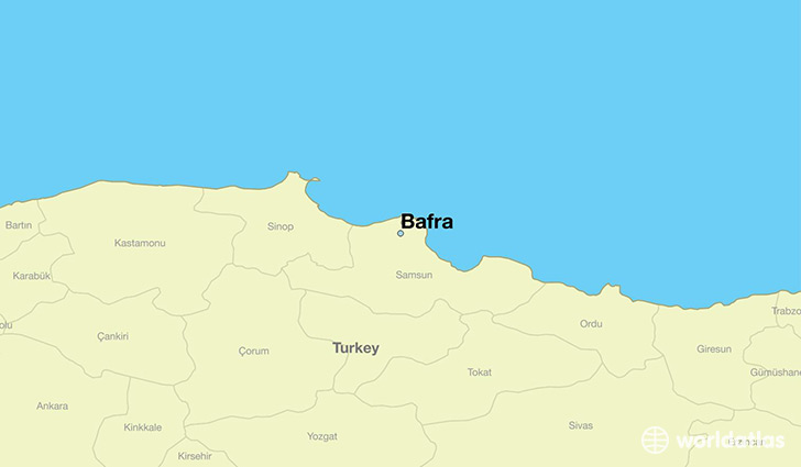 map showing the location of Bafra