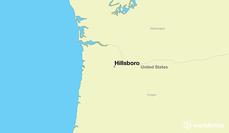 map showing the location of Hillsboro