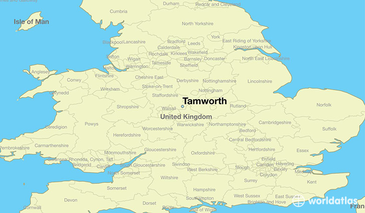 map showing the location of Tamworth