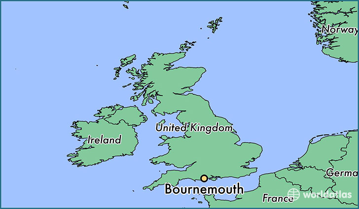 map showing the location of Bournemouth