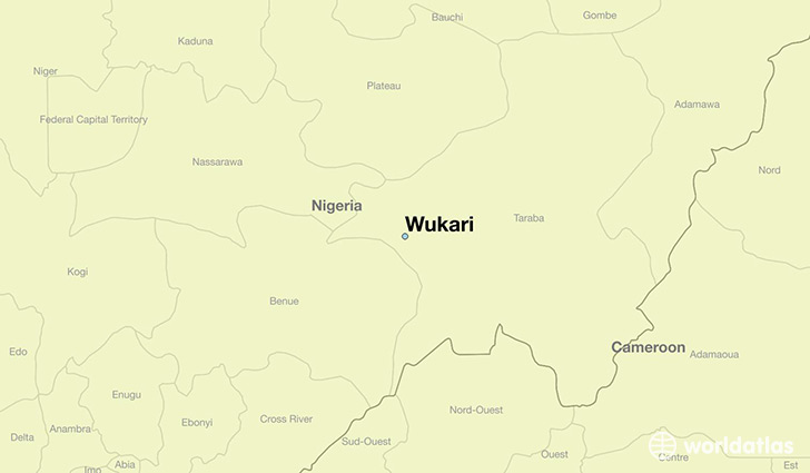 map showing the location of Wukari