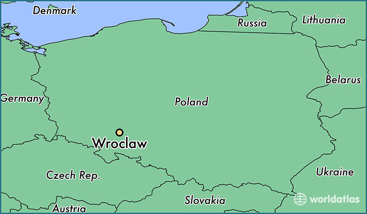 map showing the location of Wroclaw