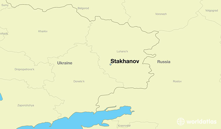 map showing the location of Stakhanov