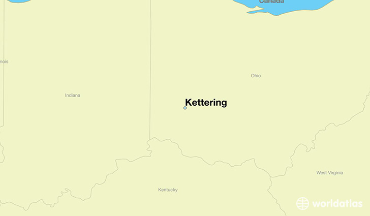 map showing the location of Kettering