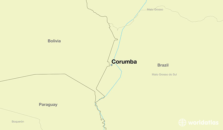 map showing the location of Corumba