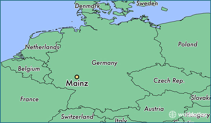 map showing the location of Mainz