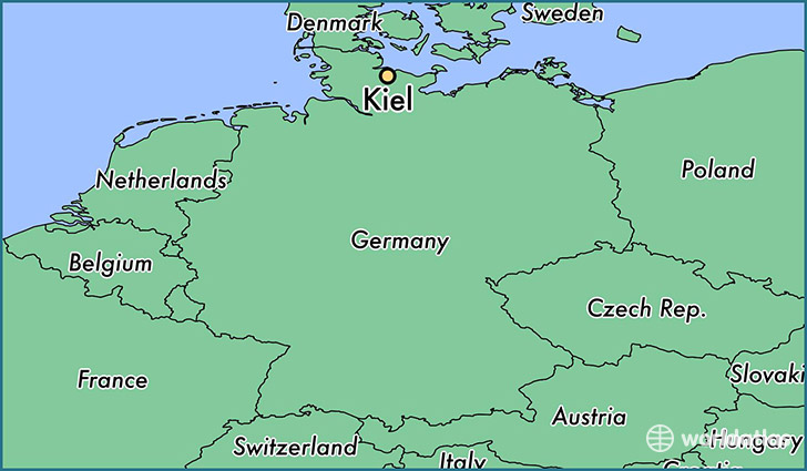 map showing the location of Kiel