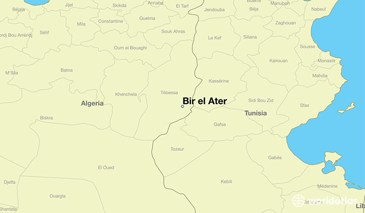 map showing the location of Bir el Ater