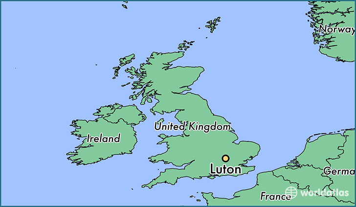 map showing the location of Luton